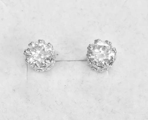 2.40tcw White Moissanite Solitaire Earrings - Elaborate Setting!