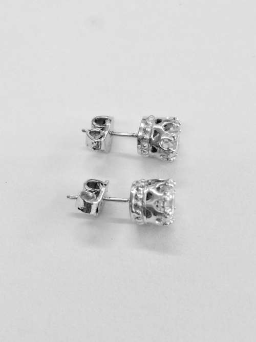 2.40tcw White Moissanite Solitaire Earrings - Elaborate Setting!