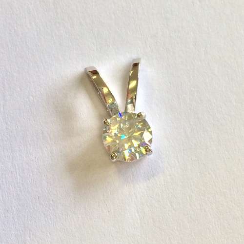 REDUCED 2.05ct White Moissanite Solitaire Pendant - Classic