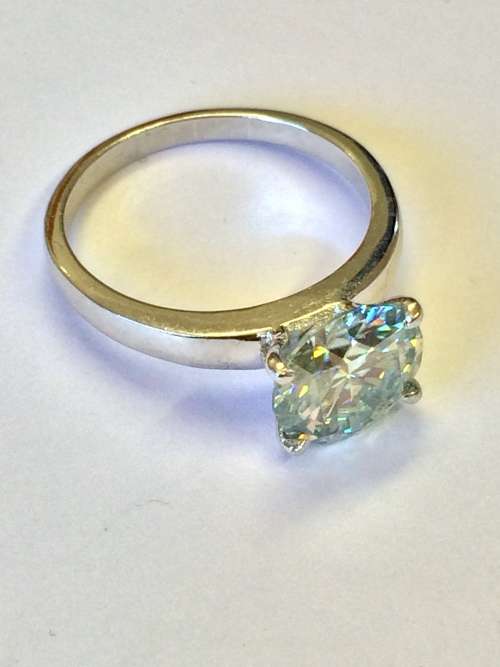 2.70ct Ice Blue Moissanite Solitaire Ring - Beautiful!