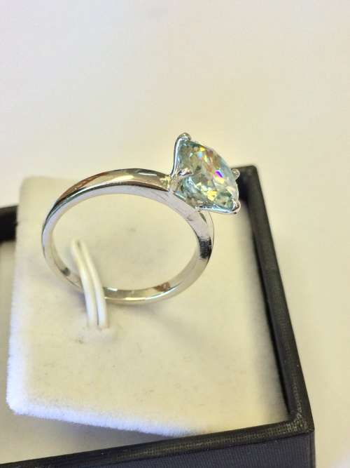 2.70ct Ice Blue Moissanite Solitaire Ring - Beautiful!
