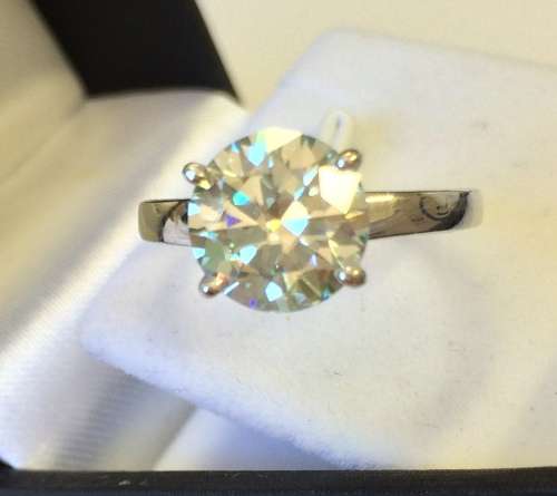 2.70ct Ice Blue Moissanite Solitaire Ring - Beautiful!