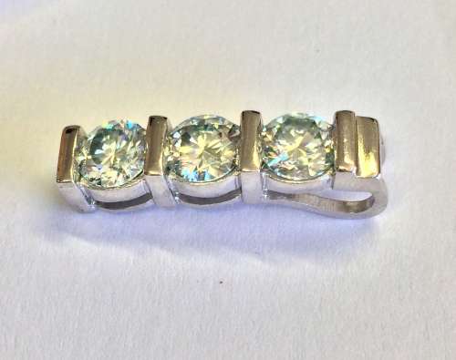 3.00tcw Ice Blue/White Moissanite Bar Pendant - Stunning Sparkle!