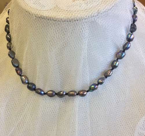 GENUINE BLACK BAROQUE PEARL NECKLACE