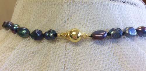 GENUINE BLACK BAROQUE PEARL NECKLACE