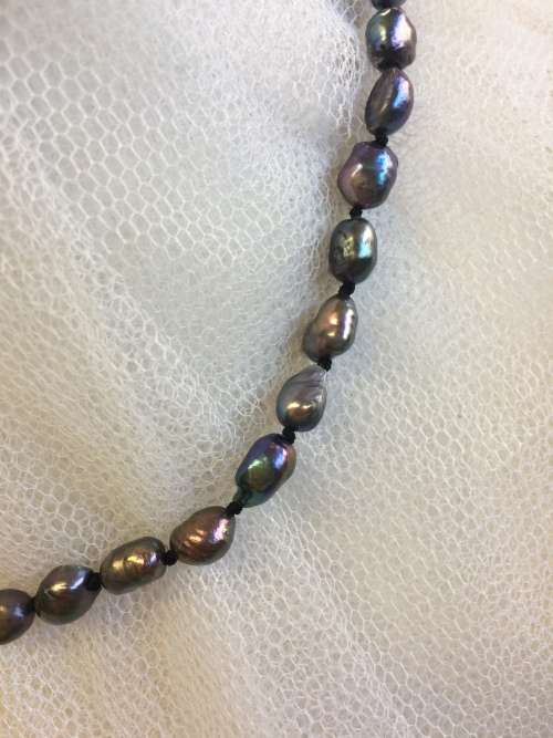 GENUINE BLACK BAROQUE PEARL NECKLACE