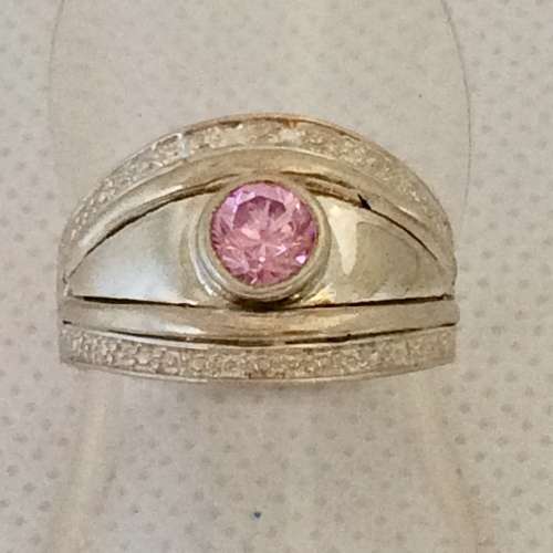STOCK CLEARANCE!! Sterling Silver Ring with Pink CZ