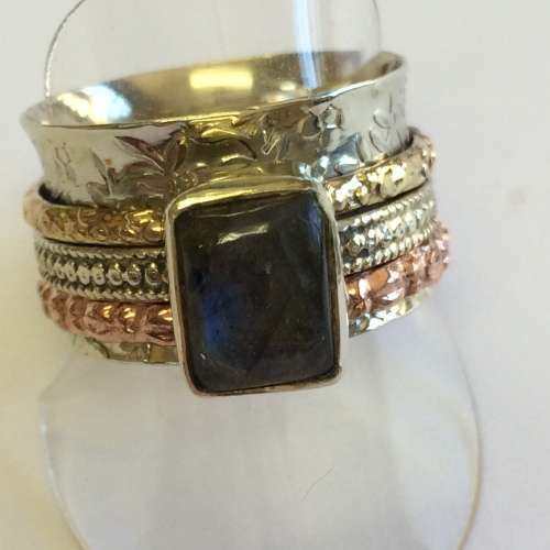 Spinner Ring with Genuine Labradorite