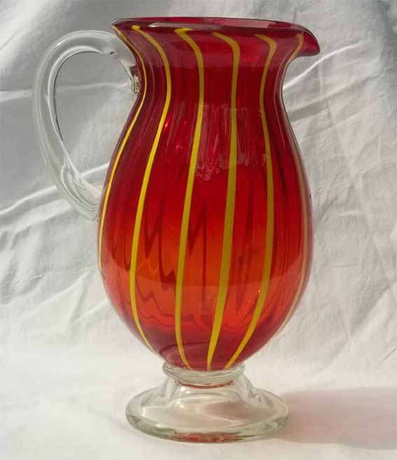 MURANO RED GLASS JUG - HEIGHT 26 CM. - SERGIO TALANTI