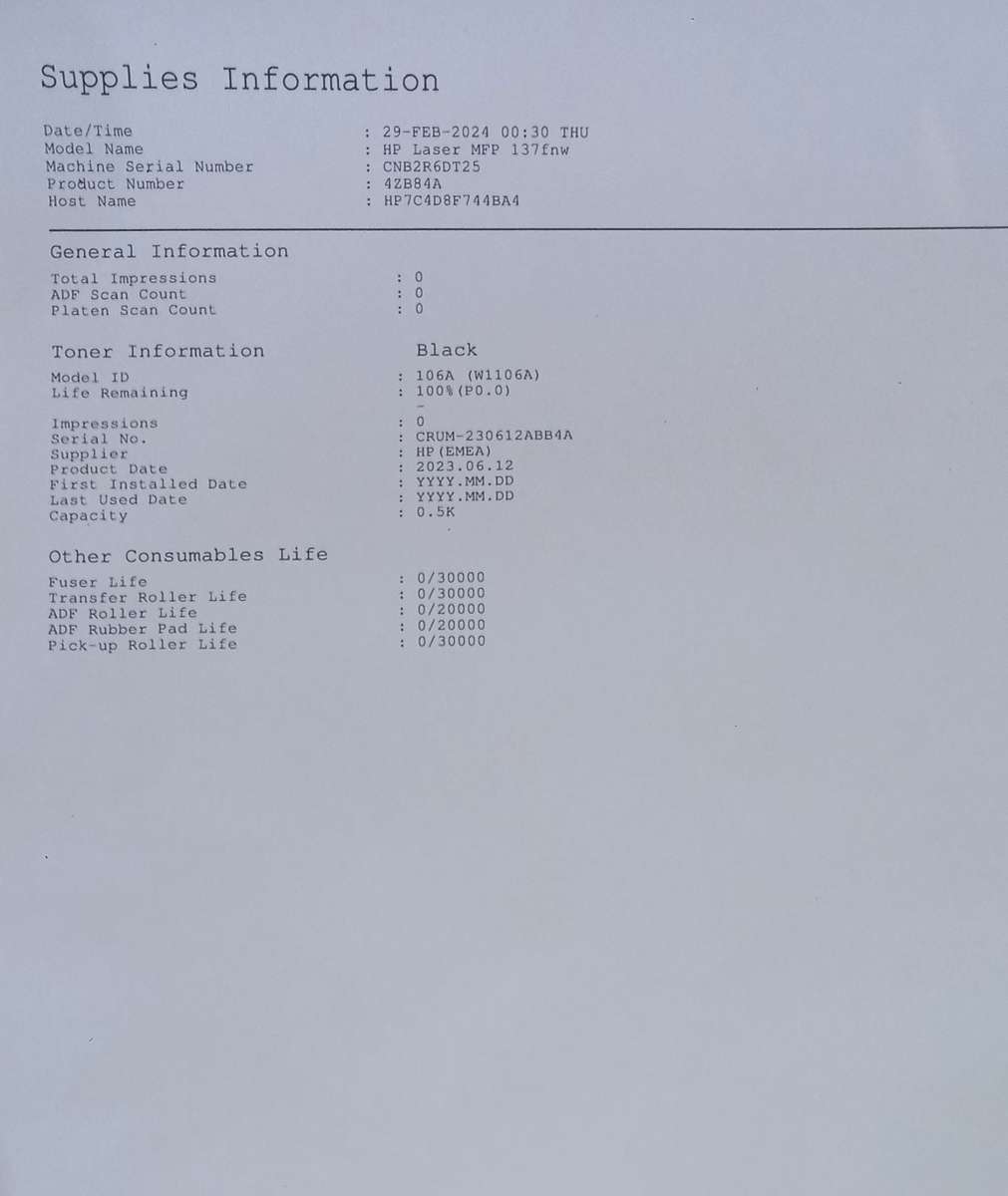 HP Laser Mono 137fnw Multi Function Printer