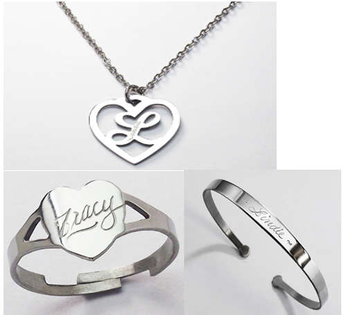 Letter Heart Pendant in Stainless Steel - PLUS FREE GIFT