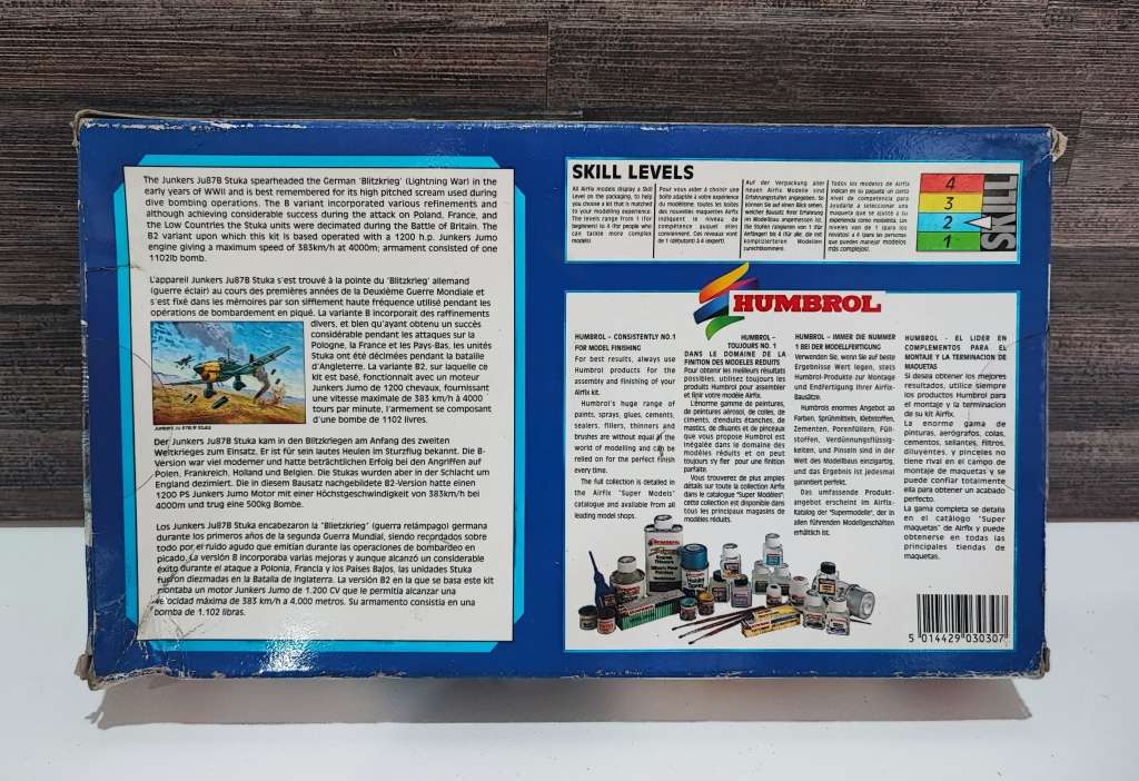 Vintage Airfix Model Junkers JU-87B/R Stuka Aircraft Kit Scale 1:72