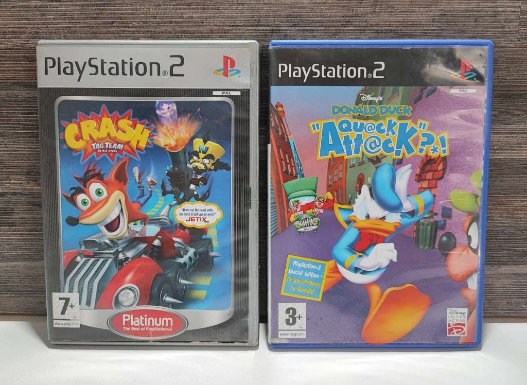 Playstation 2 Games - Crash Tag Team Racing and Quack Attack