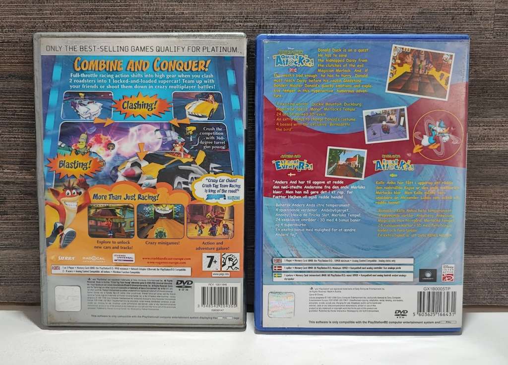 Playstation 2 Games - Crash Tag Team Racing and Quack Attack