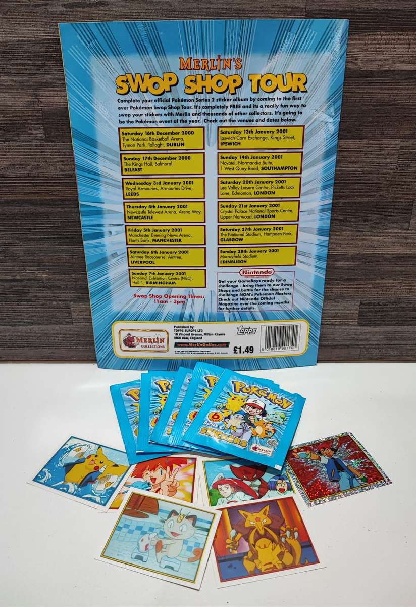 Vintage 2000 Topps Pokémon Series 2 Sticker Album & Collectible Stickers