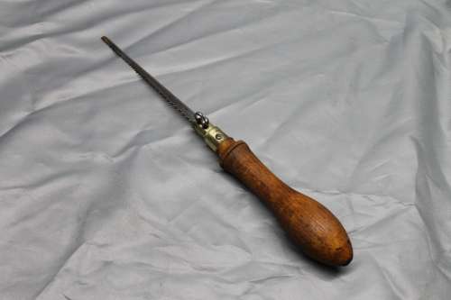 Vintage - wood & brass key pad keyhole saw