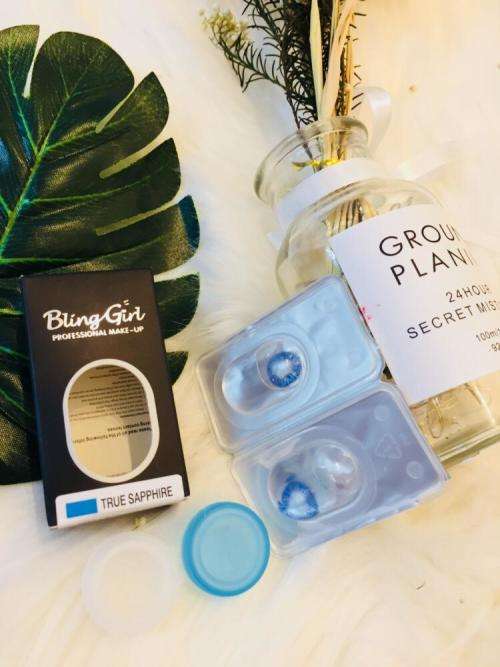 Bling girl Eye Beauty Contact Lens Half Year Usage 0 Diopter -- TRUE SAPHIRE