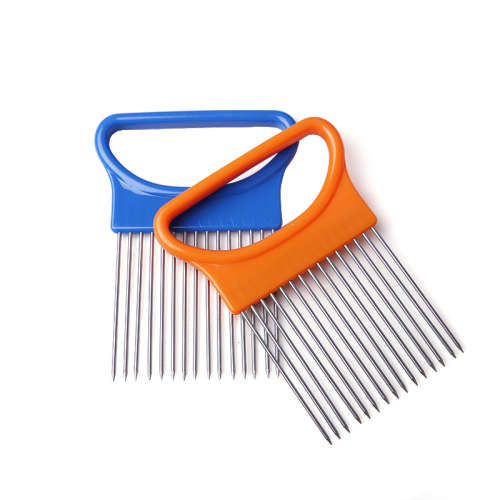 Kitchen Onion Slicer Cut Onion chopper Holder Fork Tomato Vegetable Slicer Cutting--green