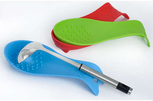 Silicone Spoon Rest Waterproof Cooking Tools Placemat Mat Rest for Dining Table FDA approve--red