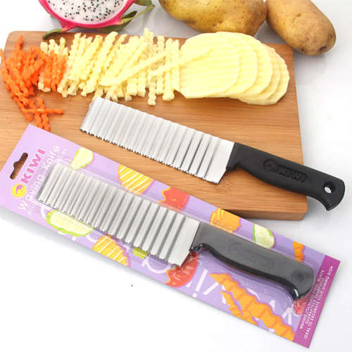 Potato French Fry Cutter Potato Wave Knife Chopper Stainless Steel Serrated Blade Easy Slicing