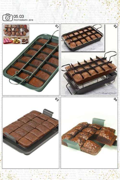 Non-Stick Brownie Pan Tin With Dividers,Heavy-Duty Divided Brownie Tray,18-Cavity Brownie pan