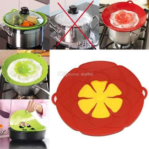 Multi-functional Silicone Steam Ship Pot LidsSpill stop lidSilicone overflow lid--29cm green