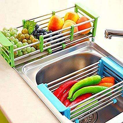 Stainless steel Kitchen drain shelf/Multifunctional kitchen drain shelf/Extension-type shelf--green