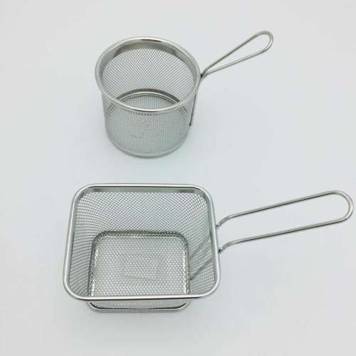 Mini fry basket  Copper color chip basketRosegold basket Chips basket with handle1