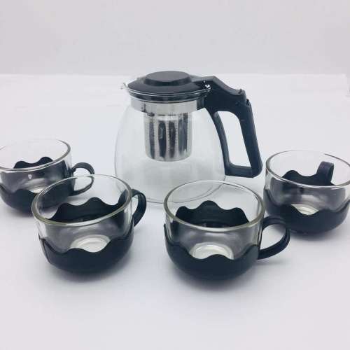 5Pcs Glass Teapot Set Modern Style Large Volume Tea Pot With Strainer Tea Cups Set