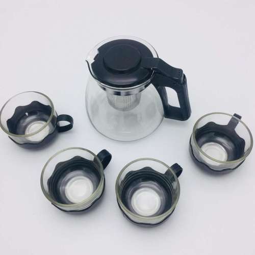 5Pcs Glass Teapot Set Modern Style Large Volume Tea Pot With Strainer Tea Cups Set