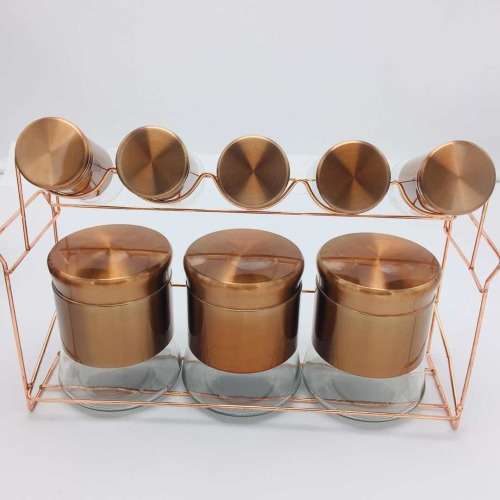 Premium 8 PCS Stainless Steel Spice Jar Canister Set With Rack/Spice rack with holder/Copper color
