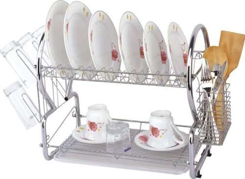 2 layer Dish Rack Kitchen Collection Shelf Drainer Stainless Steel dish rack Two-tier dish rack