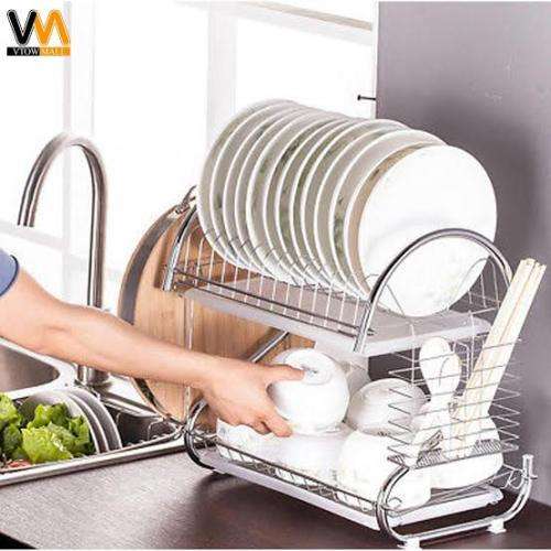 2 layer Dish Rack Kitchen Collection Shelf Drainer Stainless Steel dish rack Two-tier dish rack