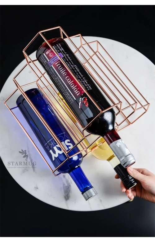 Wine bottle holder Honeycomb 6 bottle wine rack Rose gold bottle holder Wine bottle rack