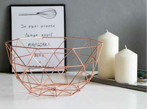 Rose gold color fruit bowl Fruit basket Stainless steel basket Storage basket