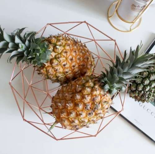 Rose gold color fruit bowl Fruit basket Stainless steel basket Storage basket