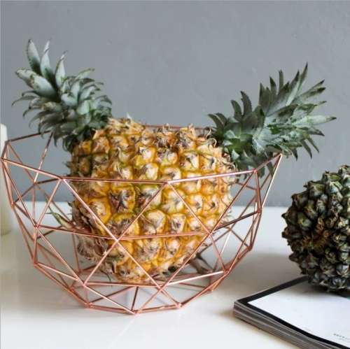 Rose gold color fruit bowl Fruit basket Stainless steel basket Storage basket