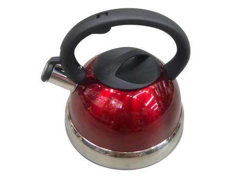 3.0L Whistling Kettle Stainless Steel For Electric Stove Gas Hob Camping Teapot Kettle--Red
