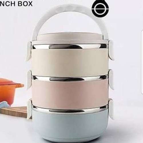 3 Layer stainless steel lunch box Lunch box set with lock lip