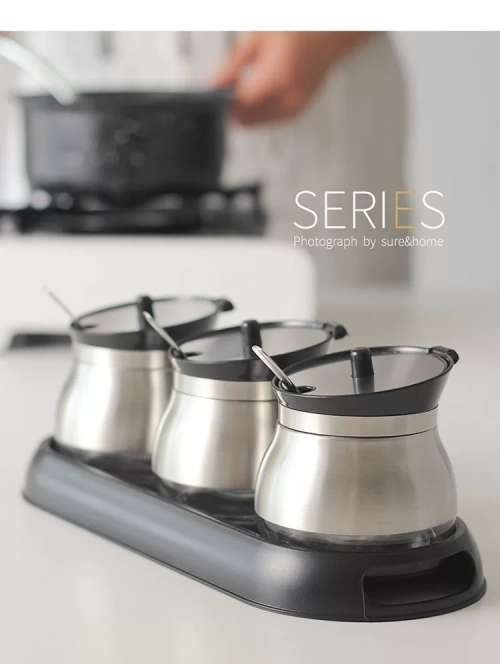 Spice rack with holder/stainless steel spice jar with tray/Spice set/Spice canisters