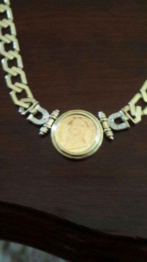 NEVER TO BE FOUND AGAIN ONE OF A KIND EXQUISITE LADIES DIAMOND AND KRUGERRAND NECKLACE.