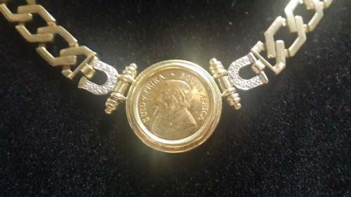 NEVER TO BE FOUND AGAIN ONE OF A KIND EXQUISITE LADIES DIAMOND AND KRUGERRAND NECKLACE.