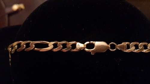 CERTIFIED 38.1G SOLID 18CT YELLOW GOLD MEN'S FIGARO CHAIN.