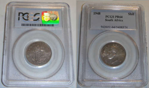 1948 Shilling (1/-) : Union of South Africa: PCGS graded PR64 (PROOF)