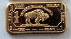Brass Bullion Bar .999 Pure 1 Gram Buffalo Series *NEW*