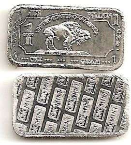 Tin Bullion Bar .999 Pure 1 Gram Buffalo Bar Series *NEW*