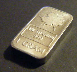 Titanium Bullion Bar .999 Pure 1 Gram Maple Series *NEW*