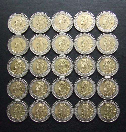 25 x Circulated R5 Mandela 2008 Birthday coins.1 Bid = 1 Coin