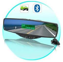 NEW AND IMPROVED! Bluetooth Rearview Mirror Handsfree Car Kit with Voice Dial & Earpiece