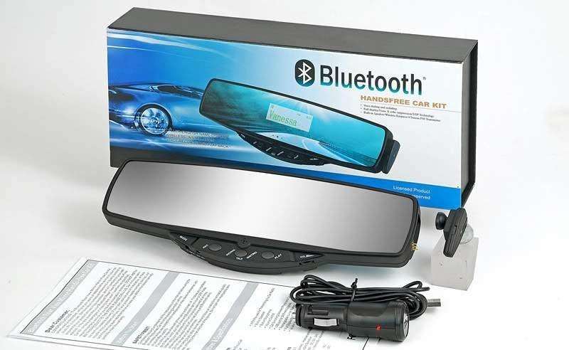 BLUETOOTH CAR KIT MIRROR - FM TRANSMITTER, PHONE BOOK, ETC.